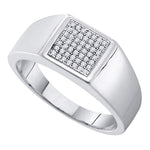 Sterling Silver Mens Round Diamond Cluster Ring 1/6 Cttw