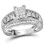 10kt White Gold Womens Princess Diamond Cluster Bridal Wedding Engagement Ring 1/2 Cttw