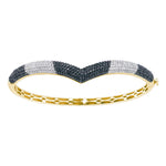 14kt Yellow Gold Womens Round Black Color Enhanced Diamond Bangle Bracelet 1-3/4 Cttw