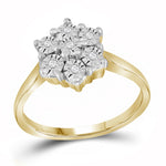 Yellow-tone Sterling Silver Womens Round Diamond Illusion-set Flower Cluster Ring 1/10 Cttw