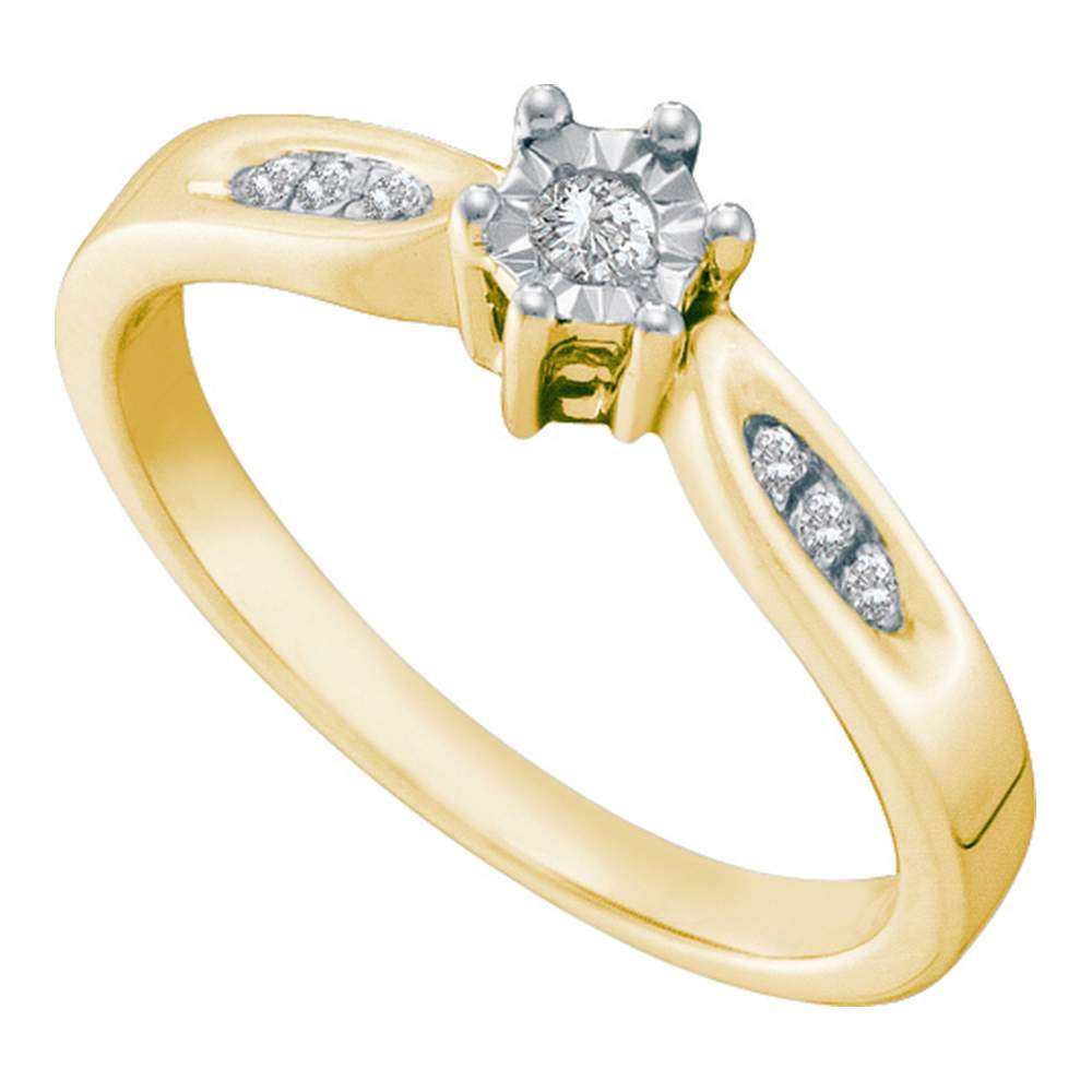 Yellow-tone Sterling Silver Womens Round Diamond Solitaire Bridal Wedding Engagement Ring