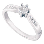 Sterling Silver Womens Round Diamond Solitaire Bridal Wedding Engagement Ring 1/20 Cttw
