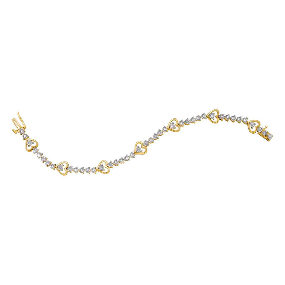 .925 Sterling Silver Heart Love Diamond Tennis Bracelet 1/2CT