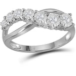 Sterling Silver Womens Round Diamond Band Ring 1/8 Cttw