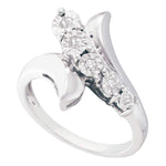 Sterling Silver Womens Round Diamond Band Ring 1/10 Cttw