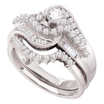 10kt White Gold Womens Diamond Round Bridal Wedding Engagement Ring Band Set 1.00 Cttw