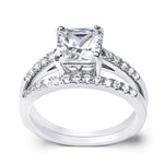 Womens 1.75 CT Carat Engagement RING Wedding BAND Set White Gold Plated