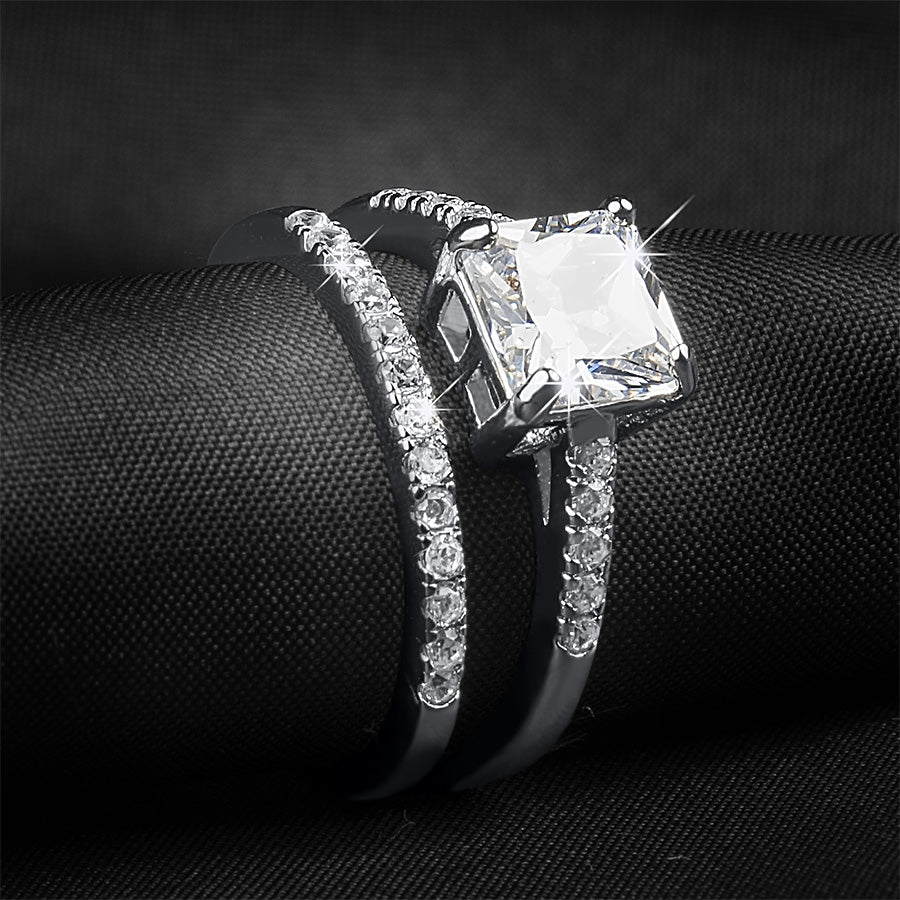 Womens 1.75 CT Carat Engagement RING Wedding BAND Set White Gold Plated