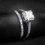 Womens 1.75 CT Carat Engagement RING Wedding BAND Set White Gold Plated