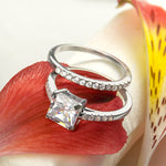 Womens 1.75 CT Carat Engagement RING Wedding BAND Set White Gold Plated