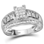 10kt White Gold Womens Princess Diamond Cluster Bridal Wedding Engagement Ring 1/2 Cttw - Size 5