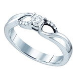 Sterling Silver Womens Round Diamond Solitaire Promise Bridal Engagement Ring 1/20 Cttw