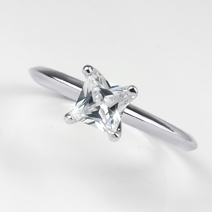 0.65 Carat CT PRINCESS CUT Engagement RING White Gold Plated SIZE 5-9