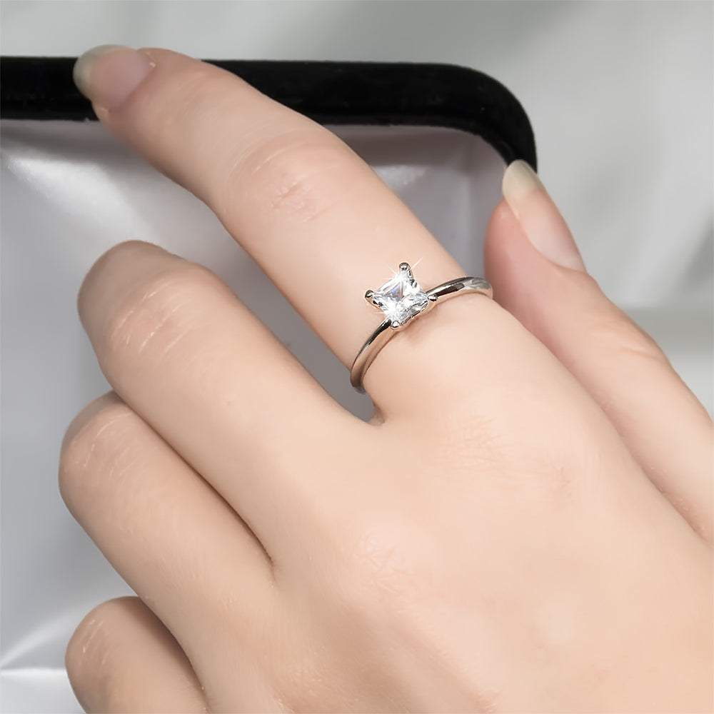 0.65 Carat CT PRINCESS CUT Engagement RING White Gold Plated SIZE 5-9