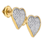 Yellow-tone Sterling Silver Womens Round Diamond Heart Love Screwback Earrings 1/6 Cttw