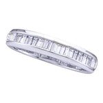Sterling Silver Womens Baguette Diamond Wedding Anniversary Band Ring 1/6 Cttw