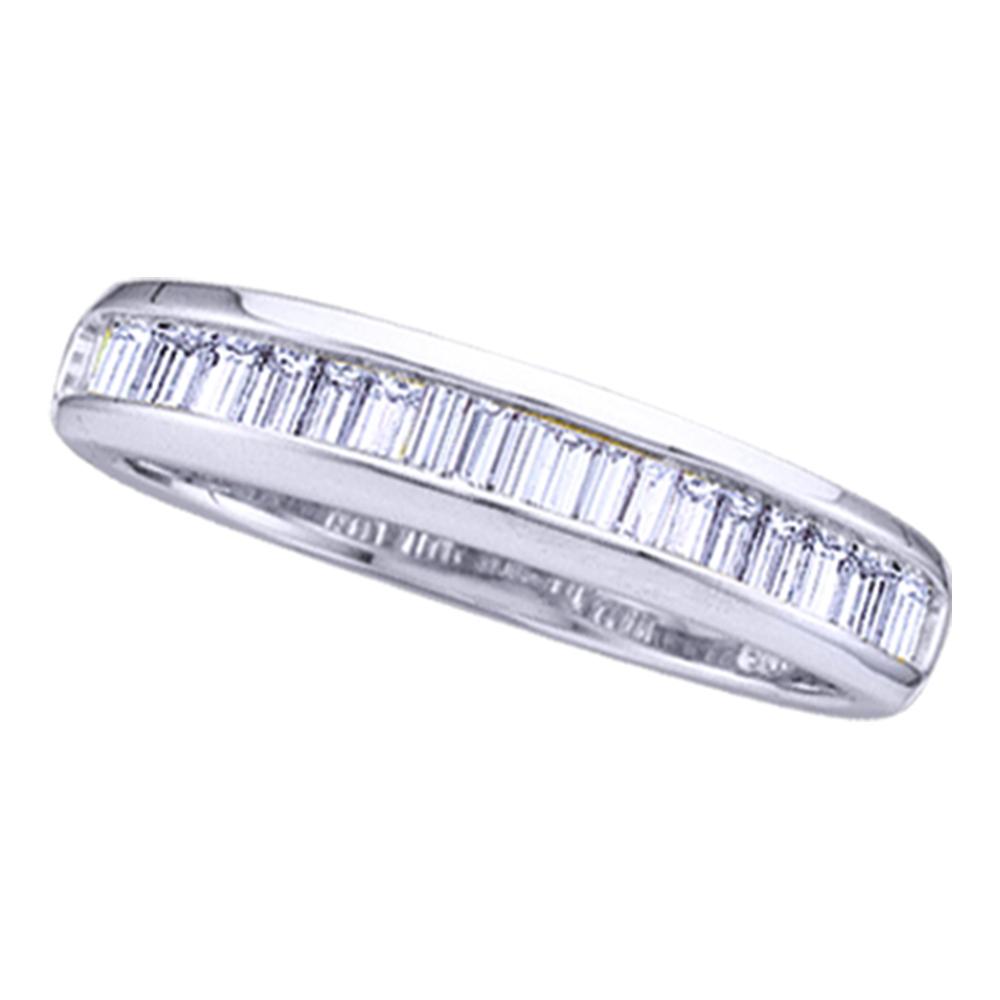 Sterling Silver Womens Baguette Diamond Wedding Band Ring 1/3 Cttw