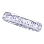 Sterling Silver Womens Baguette Diamond Wedding Band Ring 1/3 Cttw