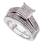 Sterling Silver Womens Round Diamond Bridal Wedding Engagement Ring Band Set 1/3 Cttw