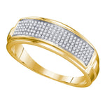 Yellow-tone Sterling Silver Mens Round Diamond Wedding Band Ring 1/5 Cttw
