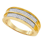 Mens .925 Sterling Silver Yellow Pave Diamond Engagement Wedding Ring Band 1/5CT