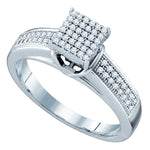 Sterling Silver Womens Round Diamond Elevated Square Cluster Bridal Wedding Engagement Ring 1/4 Cttw