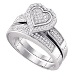 Sterling Silver Womens Round Diamond Bridal Wedding Engagement Ring Band Set 3/8 Cttw