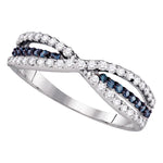 14kt White Gold Womens Round Blue Color Enhanced Diamond Band Ring 1/2 Cttw