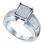 Sterling Silver Womens Diamond Elevated Square Cluster Bridal Wedding Engagement Ring 1/4 Cttw