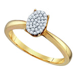 Yellow-tone Sterling Silver Womens Diamond Oval Cluster Bridal Wedding Engagement Ring 1/10 Cttw