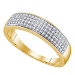 10kt Yellow Gold Mens Round Pave-set Diamond Wedding Band Ring 1/4 Cttw