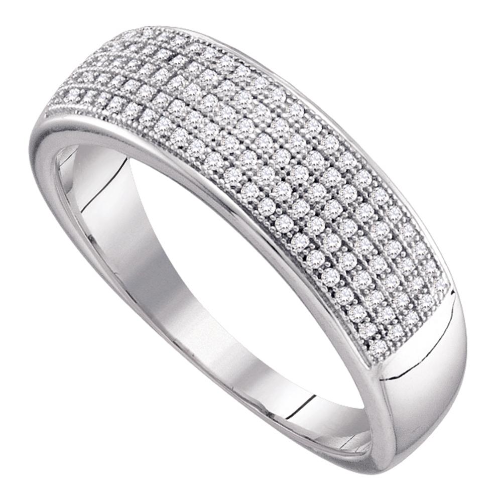 10kt White Gold Mens Round Diamond Wedding Band Ring 1/3 Cttw