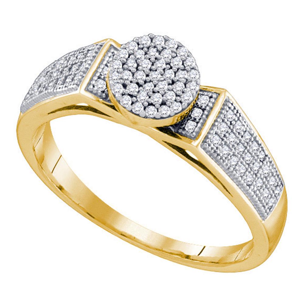 10kt Yellow Gold Womens Round Diamond Cradled Cluster Bridal Ring 1/4 Cttw