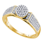 10kt Yellow Gold Womens Round Diamond Cradled Cluster Bridal Ring 1/4 Cttw