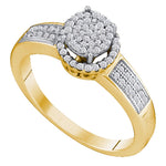10kt Yellow Gold Womens Round Diamond Cluster Bridal Wedding Engagement Ring 1/4 Cttw