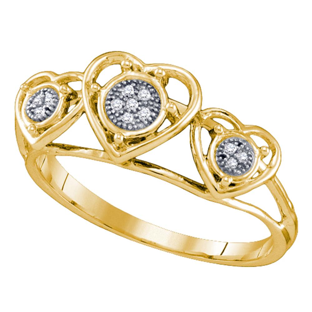 10kt Yellow Gold Womens Round Diamond Heart Love Ring .03 Cttw