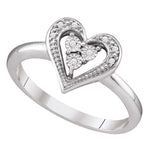 10kt White Gold Womens Round Diamond-accent Heart Cluster Ring .02 Cttw