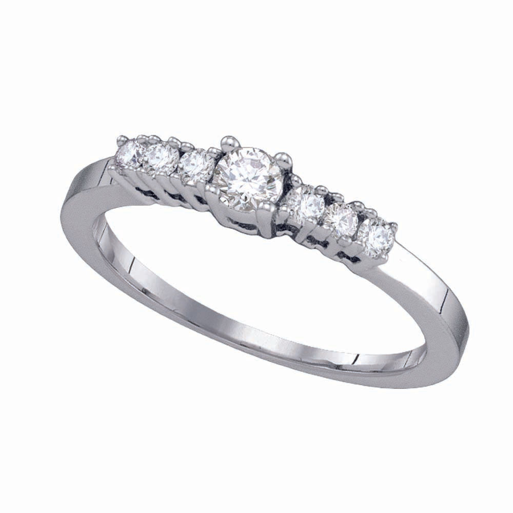 14kt White Gold Womens Round Diamond Round Bridal Wedding Engagement Ring 1/3 Cttw