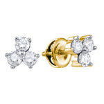 14kt Yellow Gold Womens Round Diamond Stud Earrings 1/2 Cttw