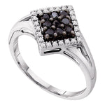 14kt White Gold Womens Round Black Color Enhanced Diamond Square Cluster Ring 1/5 Cttw