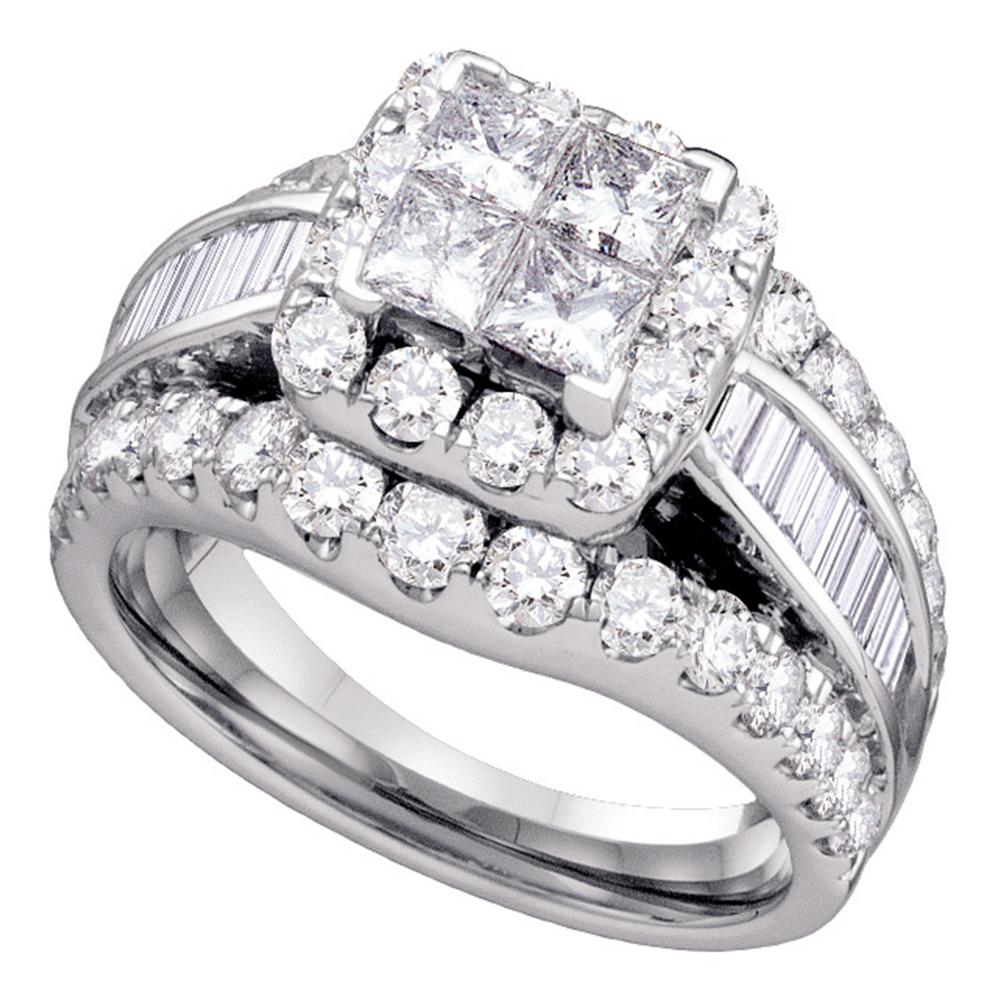 14kt White Gold Womens Princess Diamond Princess Bridal Wedding Engagement Ring 1.00 Cttw