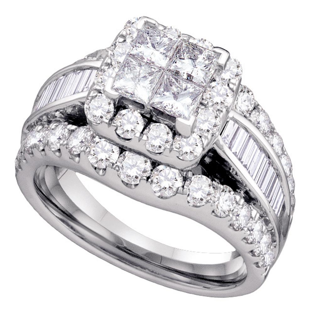 14kt White Gold Womens Princess Diamond Cluster Bridal Wedding Engagement Ring 2.00 Cttw