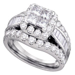 14kt White Gold Womens Princess Diamond Halo Cluster Bridal Wedding Engagement Ring 3.00 Cttw