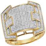 10kt Yellow Gold Mens Round Diamond Arched Square Cluster Ring 5/8 Cttw