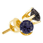 10kt Yellow Gold Womens Round Black Color Enhanced Diamond Solitaire Earrings 3/4 Cttw