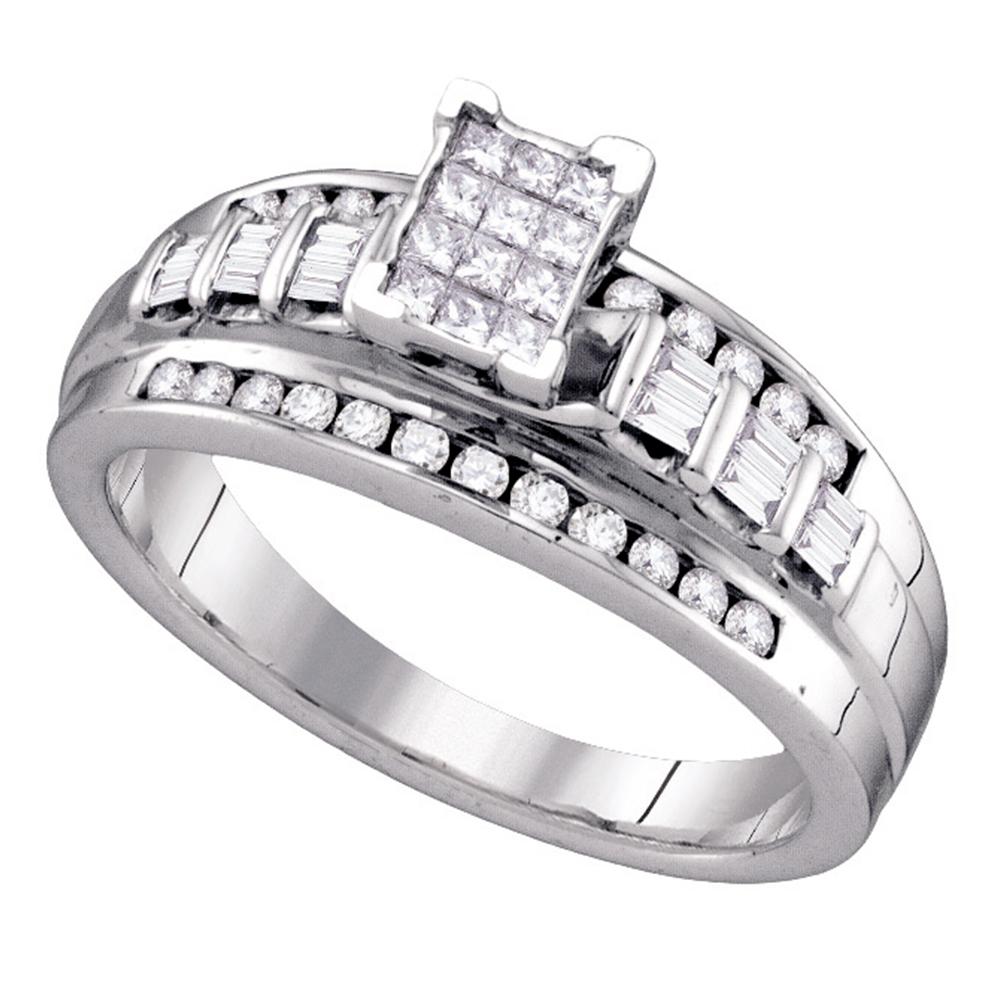 Sterling Silver Womens Princess Diamond Cluster Bridal Wedding Engagement Ring 1/2 Cttw