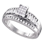 Sterling Silver Womens Princess Diamond Cluster Bridal Wedding Engagement Ring 1/2 Cttw