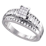 Sterling Silver Womens Princess Diamond Cluster Bridal Wedding Engagement Ring 1/2 Cttw Size 6