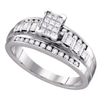 Sterling Silver Womens Princess Diamond Cluster Bridal Wedding Engagement Ring 1/2 Cttw Size 8