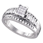Sterling Silver Womens Princess Diamond Cluster Bridal Wedding Engagement Ring 1/2 Cttw - Size 9
